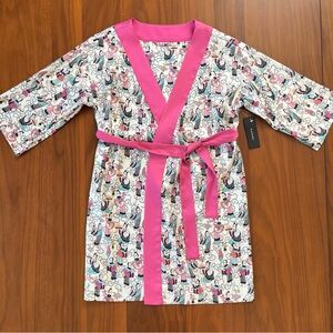 Luxe PAJAMA PARTY Satin Kids Robe with Pink Trim Size 5/6